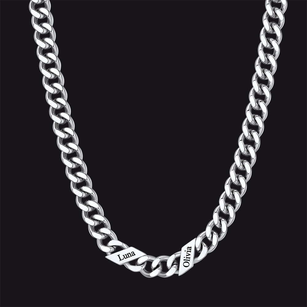 Customized Engraved Name Cuban Link Chain Necklace for , 7/9/12mm Width