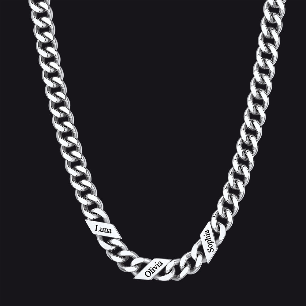 Customized Engraved Name Cuban Link Chain Necklace for , 7/9/12mm Width