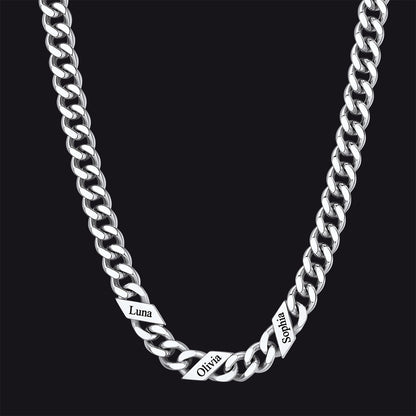 Customized Engraved Name Cuban Link Chain Necklace for , 7/9/12mm Width