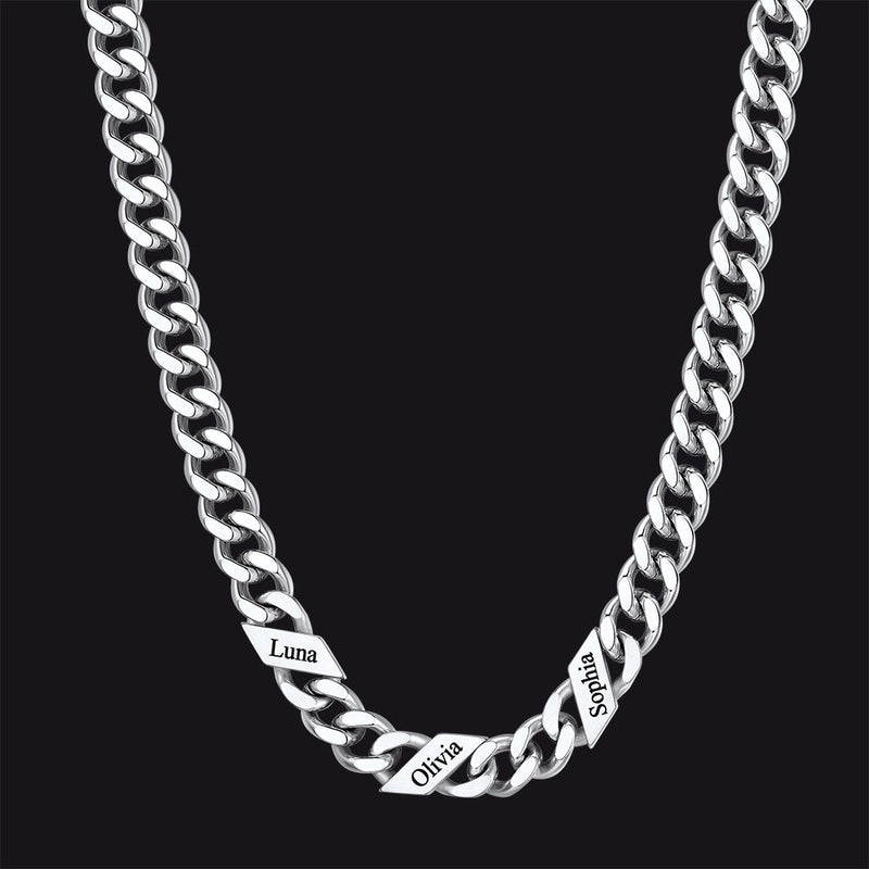 Customized Engraved Name Cuban Link Chain Necklace for , 7/9/12mm Width