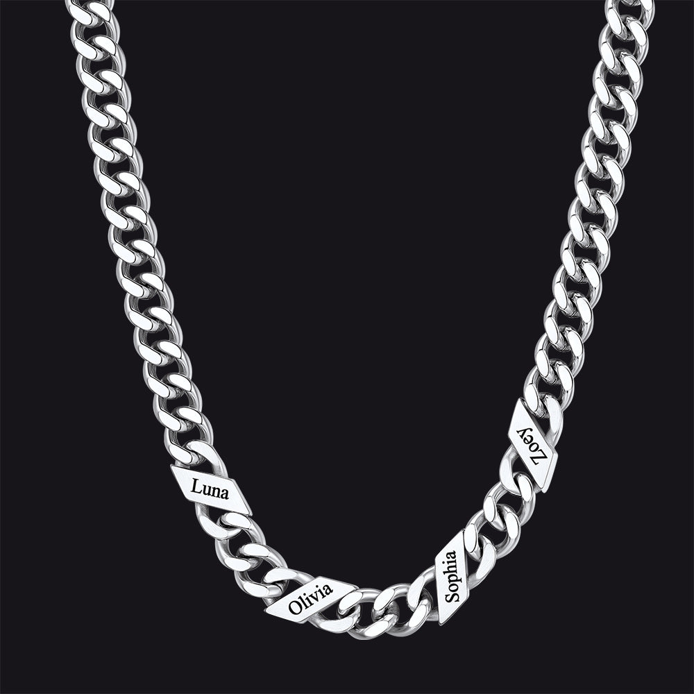 Customized Engraved Name Cuban Link Chain Necklace for , 7/9/12mm Width