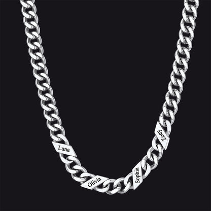 Customized Engraved Name Cuban Link Chain Necklace for , 7/9/12mm Width