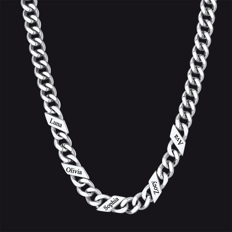 Customized Engraved Name Cuban Link Chain Necklace for , 7/9/12mm Width