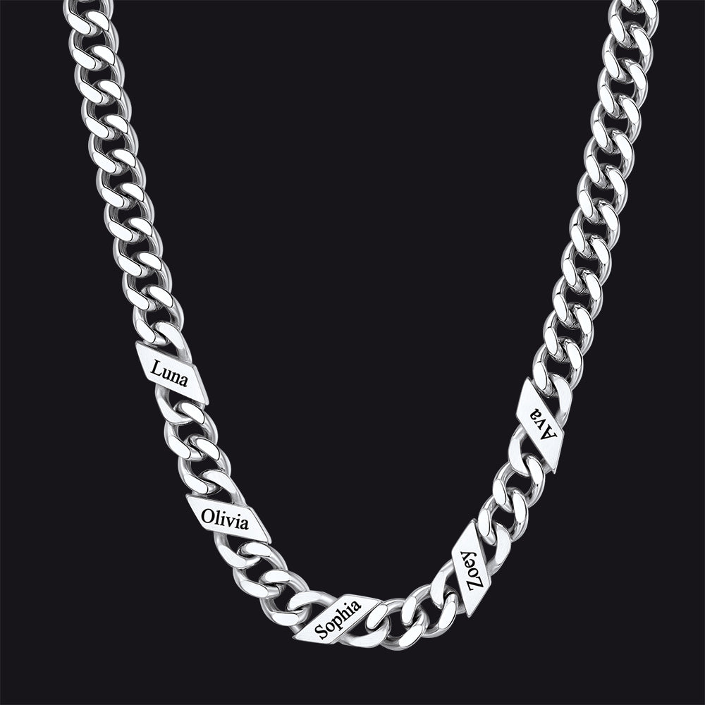 Customized Engraved Name Cuban Link Chain Necklace for , 7/9/12mm Width