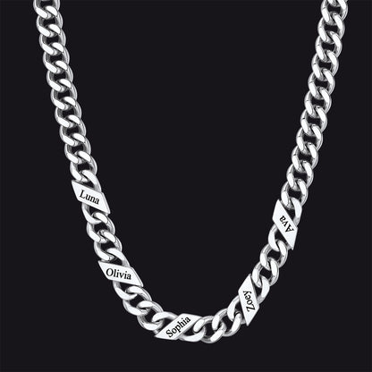Customized Engraved Name Cuban Link Chain Necklace for , 7/9/12mm Width