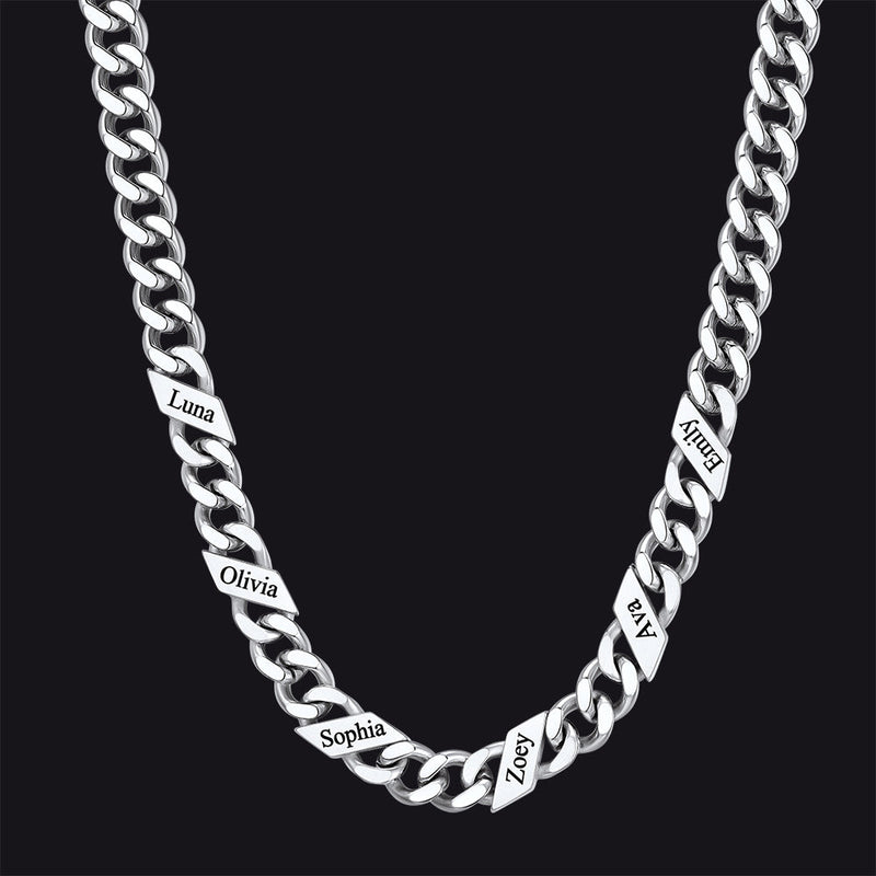 Customized Engraved Name Cuban Link Chain Necklace for , 7/9/12mm Width