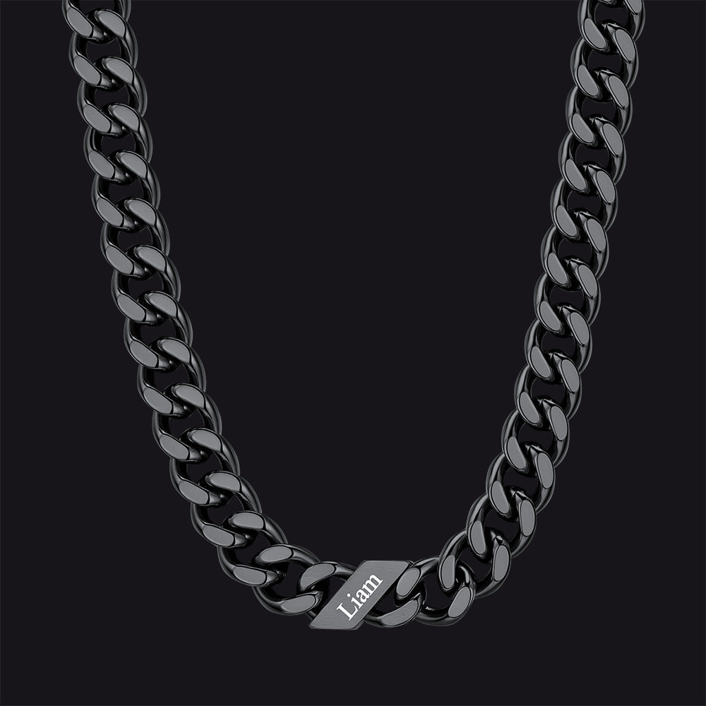 Customized Engraved Name Cuban Link Chain Necklace for , 7/9/12mm Width