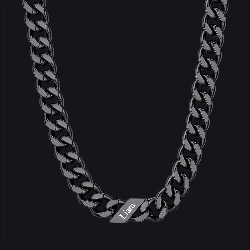 Customized Engraved Name Cuban Link Chain Necklace for , 7/9/12mm Width