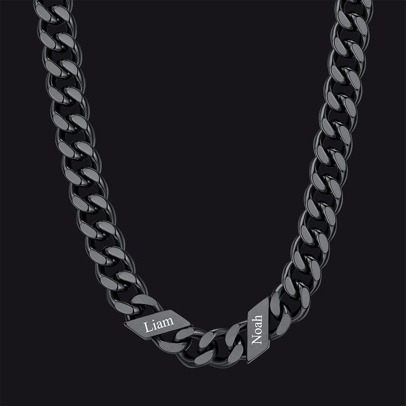 Customized Engraved Name Cuban Link Chain Necklace for , 7/9/12mm Width