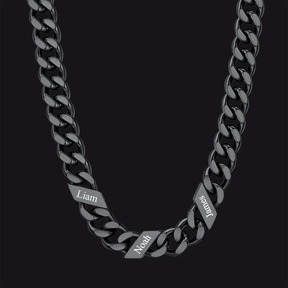 Customized Engraved Name Cuban Link Chain Necklace for , 7/9/12mm Width
