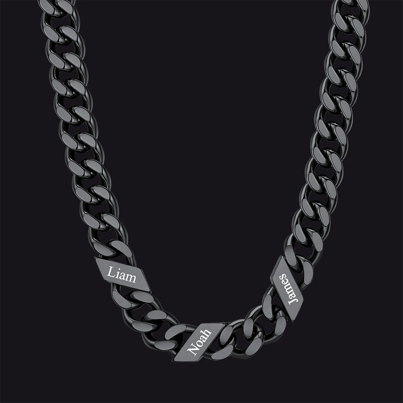 Customized Engraved Name Cuban Link Chain Necklace for , 7/9/12mm Width