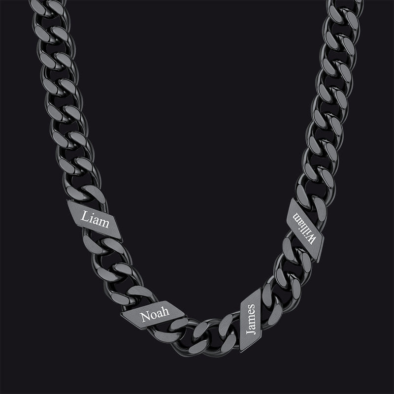 Customized Engraved Name Cuban Link Chain Necklace for , 7/9/12mm Width
