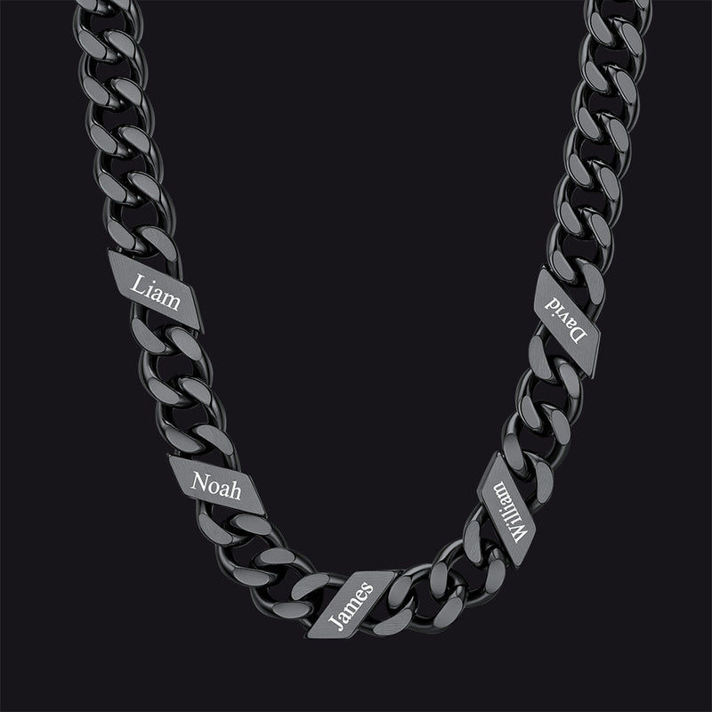 Customized Engraved Name Cuban Link Chain Necklace for , 7/9/12mm Width