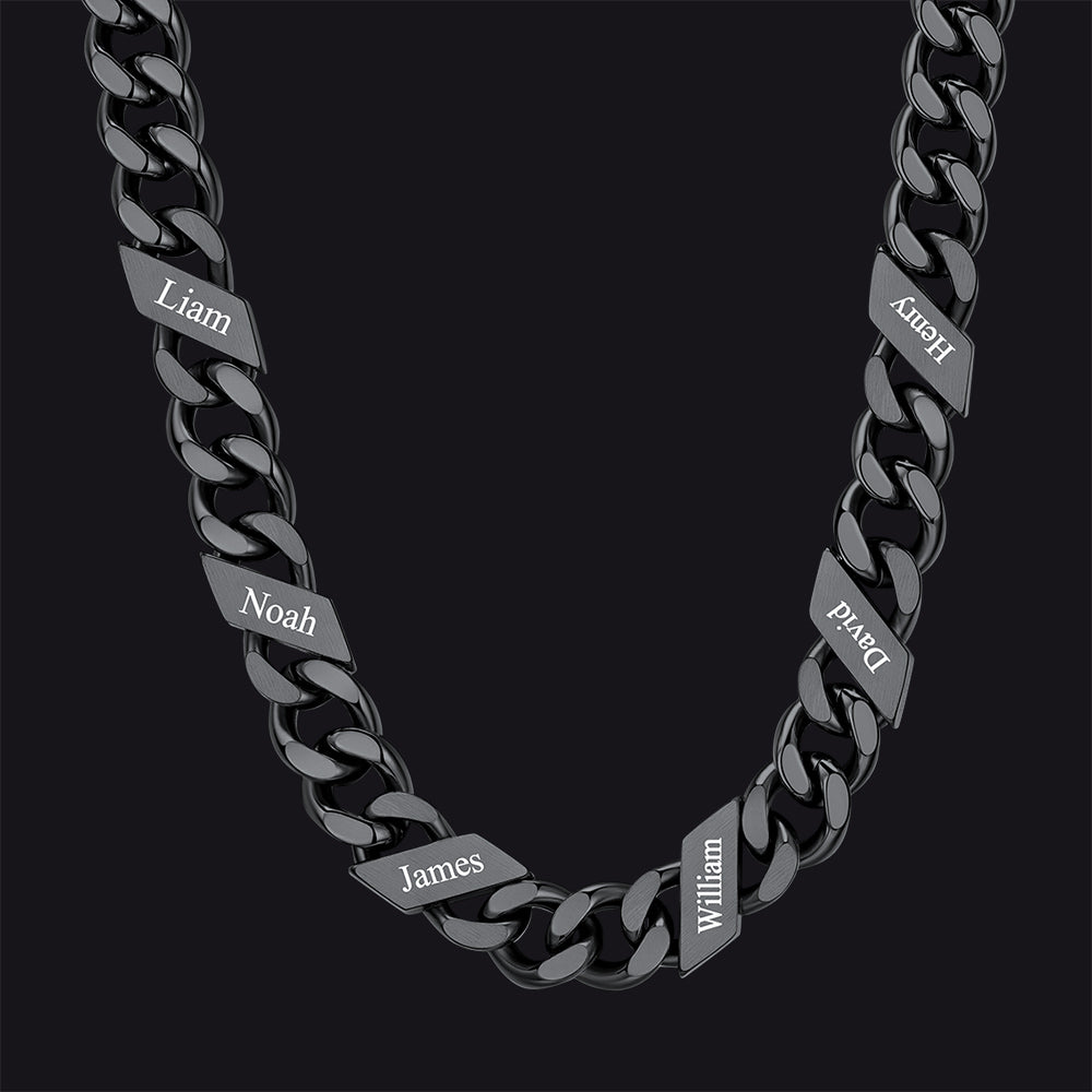Customized Engraved Name Cuban Link Chain Necklace for , 7/9/12mm Width