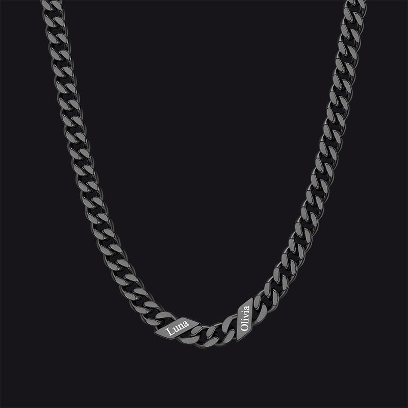 Customized Engraved Name Cuban Link Chain Necklace for , 7/9/12mm Width