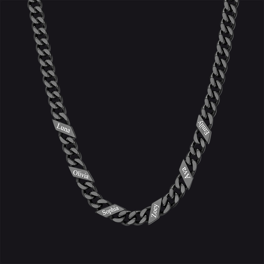 Customized Engraved Name Cuban Link Chain Necklace for , 7/9/12mm Width
