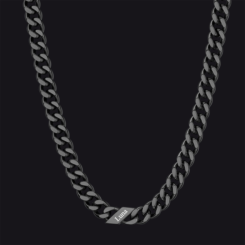 Customized Engraved Name Cuban Link Chain Necklace for , 7/9/12mm Width