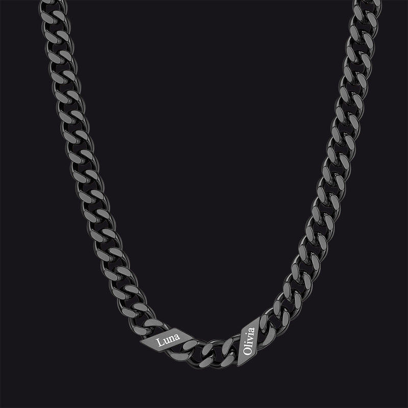 Customized Engraved Name Cuban Link Chain Necklace for , 7/9/12mm Width