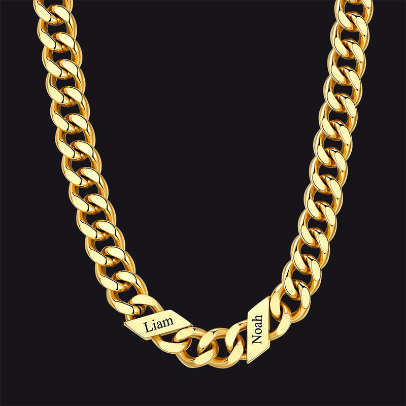 Customized Engraved Name Cuban Link Chain Necklace for , 7/9/12mm Width
