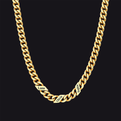 Customized Engraved Name Cuban Link Chain Necklace for , 7/9/12mm Width