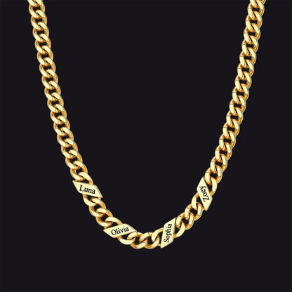 Customized Engraved Name Cuban Link Chain Necklace for , 7/9/12mm Width