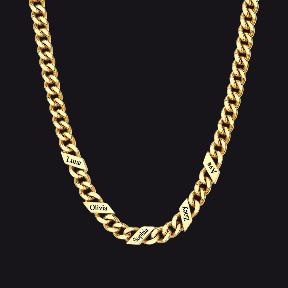 Customized Engraved Name Cuban Link Chain Necklace for , 7/9/12mm Width