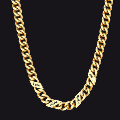 Customized Engraved Name Cuban Link Chain Necklace for , 7/9/12mm Width