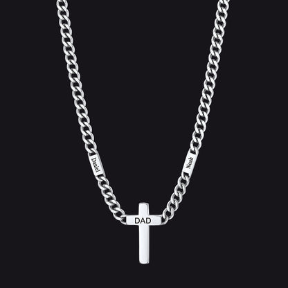 Custom Cross Cuban Link Chain Necklace With Engraved Name for 5/7mm