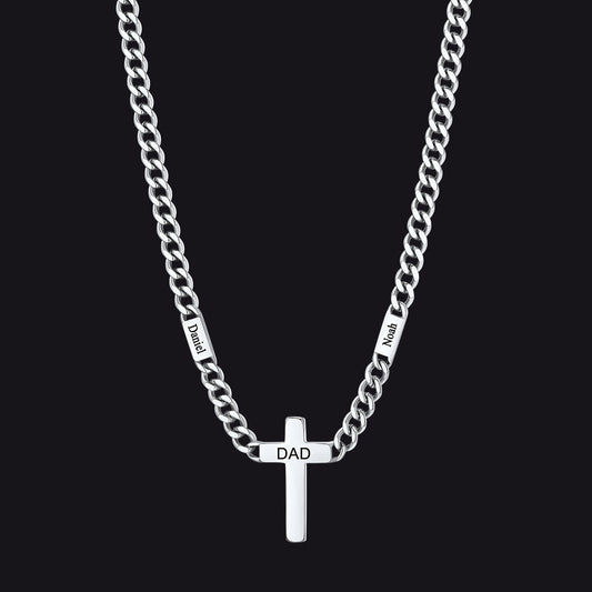 Custom Cross Cuban Link Chain Necklace With Engraved Name for 5/7mm
