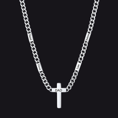 Custom Cross Cuban Link Chain Necklace With Engraved Name for 5/7mm