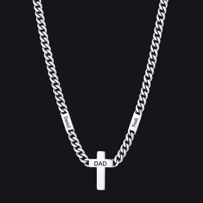 Custom Cross Cuban Link Chain Necklace With Engraved Name for 5/7mm