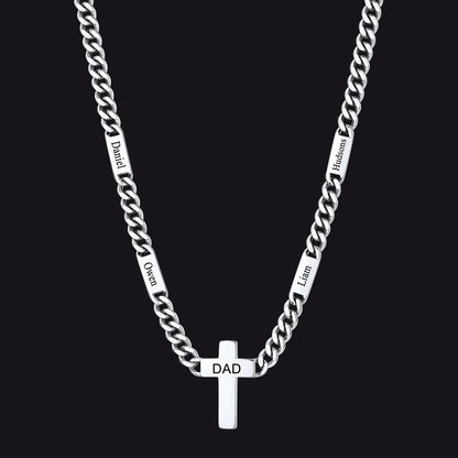 Custom Cross Cuban Link Chain Necklace With Engraved Name for 5/7mm