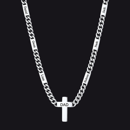 Custom Cross Cuban Link Chain Necklace With Engraved Name for 5/7mm