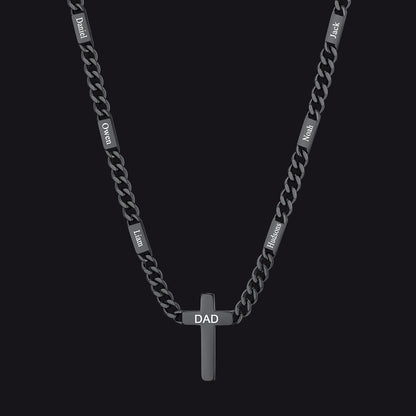Custom Cross Cuban Link Chain Necklace With Engraved Name for 5/7mm