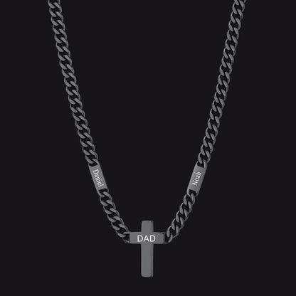 Custom Cross Cuban Link Chain Necklace With Engraved Name for 5/7mm