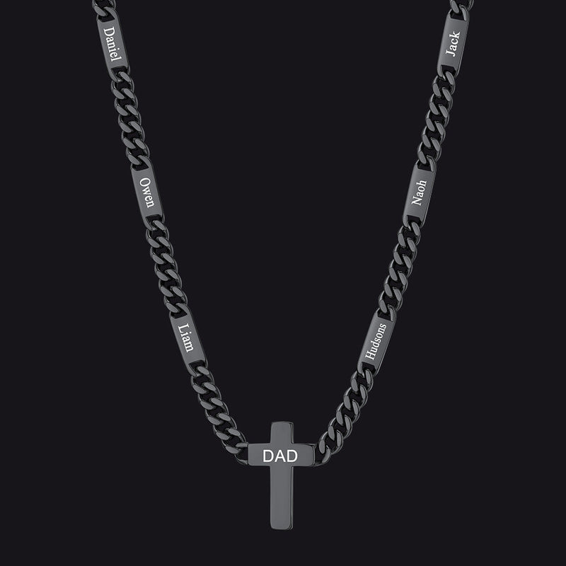 Custom Cross Cuban Link Chain Necklace With Engraved Name for 5/7mm
