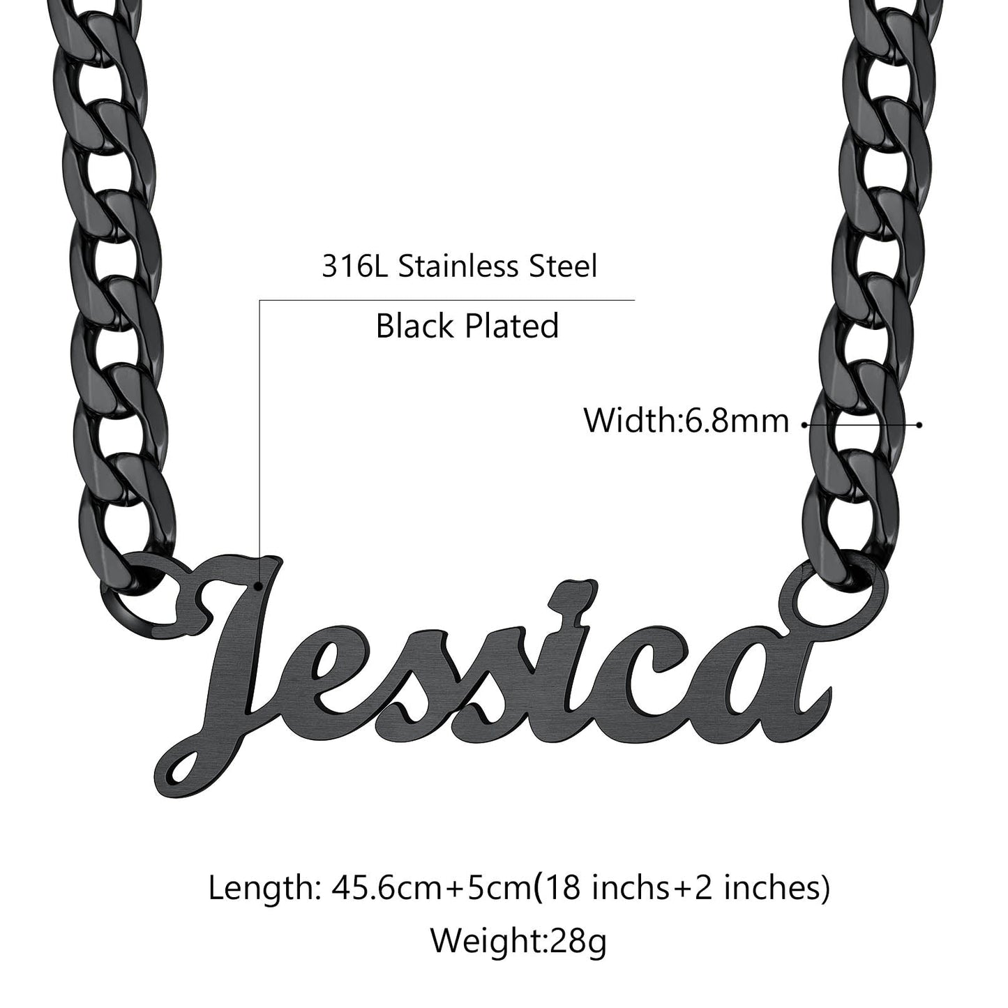 Custom Nameplate Choker Chain Necklace for 18 Inch