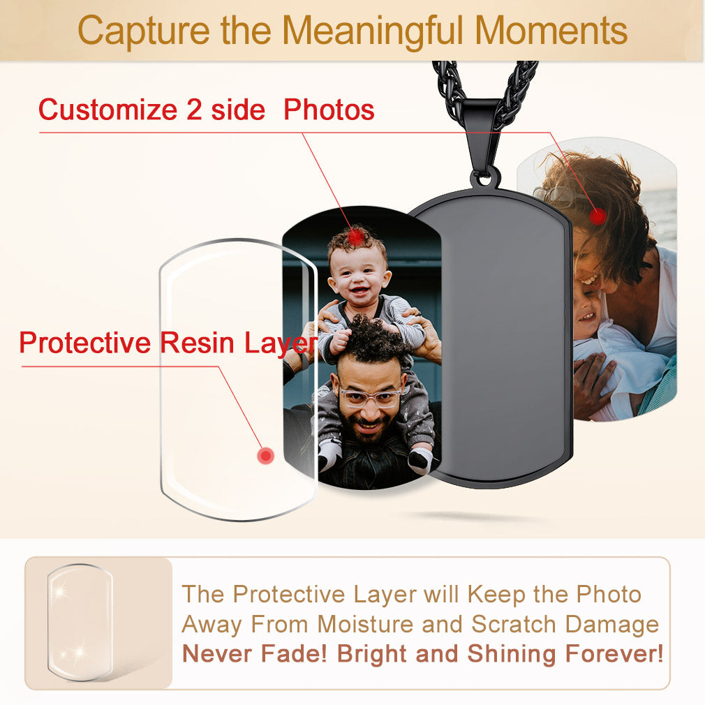 Personalized Double-side Photo Dog Tag Necklace With Picture for