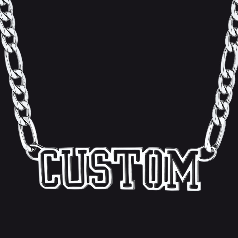 Personalised Nameplate Figaro Chain Necklace for