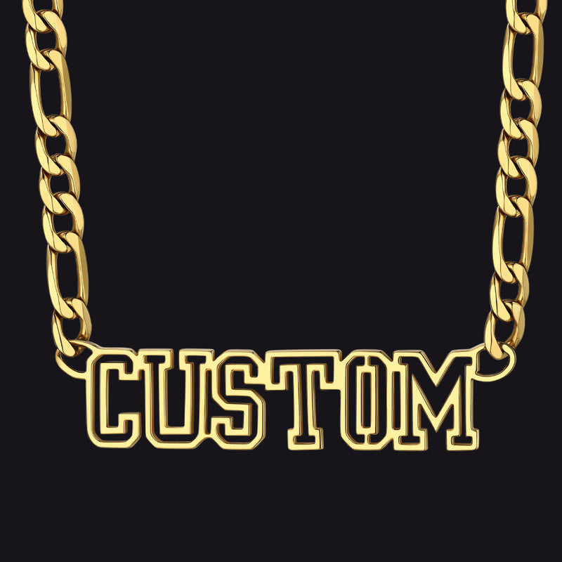 Personalised Nameplate Figaro Chain Necklace for
