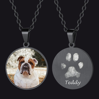 Customized Memorial Photo Pet Fingerprint Necklace for Dog