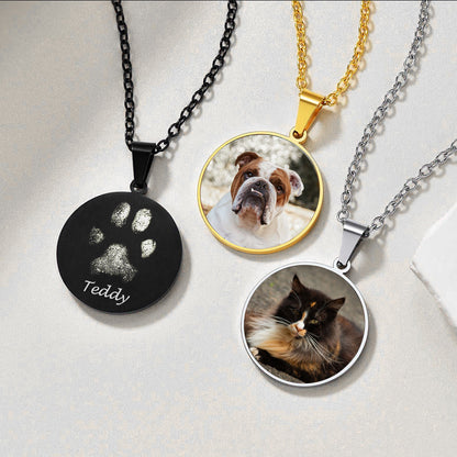 Customized Memorial Photo Pet Fingerprint Necklace for Dog