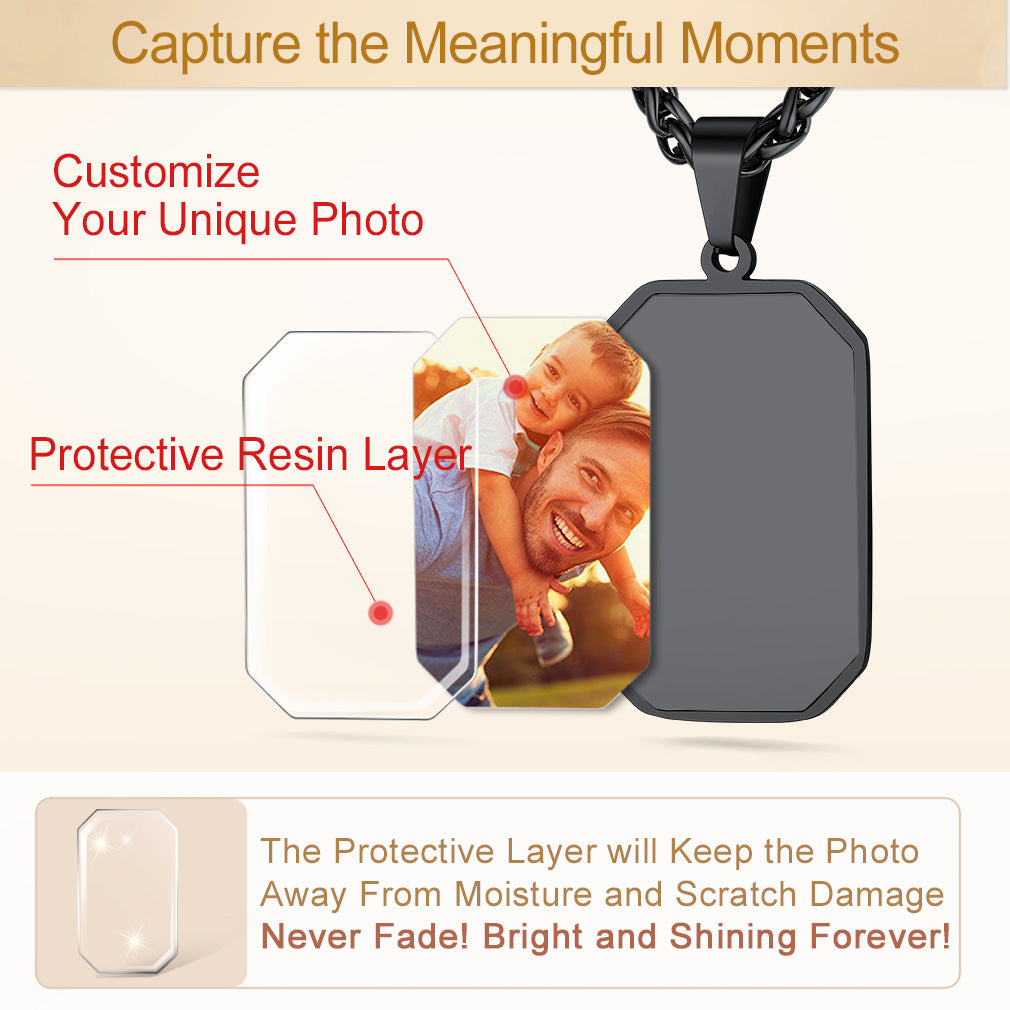 Personalized Picture Fingerprint Dog Tag Necklace for