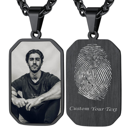 Personalized Picture Fingerprint Dog Tag Necklace for