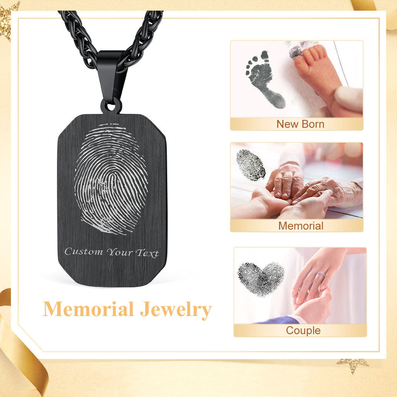 Personalized Picture Fingerprint Dog Tag Necklace for