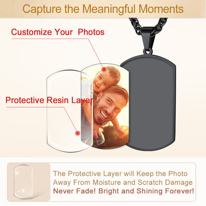 Customized Photo Dog Tag Fingerprint Necklace for