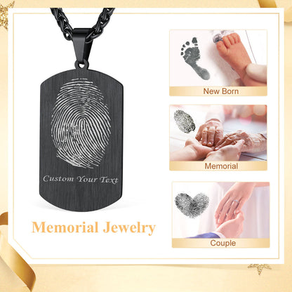 Customized Photo Dog Tag Fingerprint Necklace for
