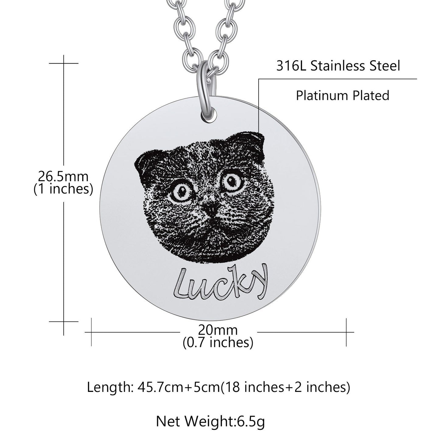 Personalized Pet Portrait Necklace Memorial Gift