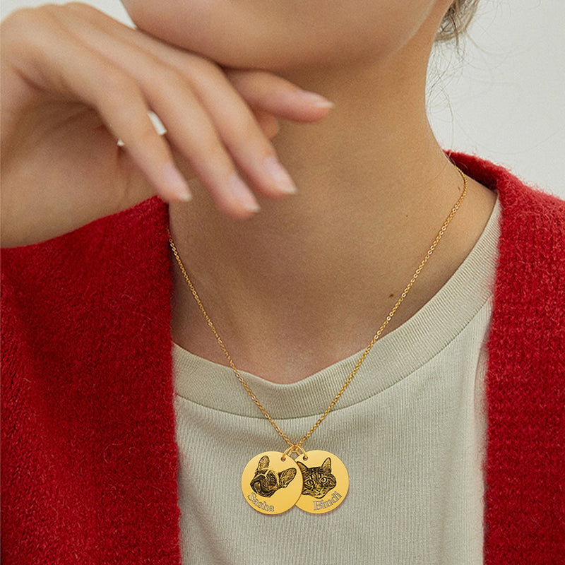 Personalized Pet Portrait Necklace Memorial Gift
