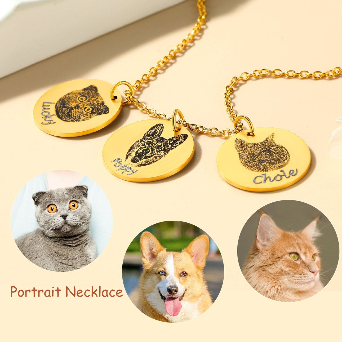 Personalized Pet Portrait Necklace Memorial Gift